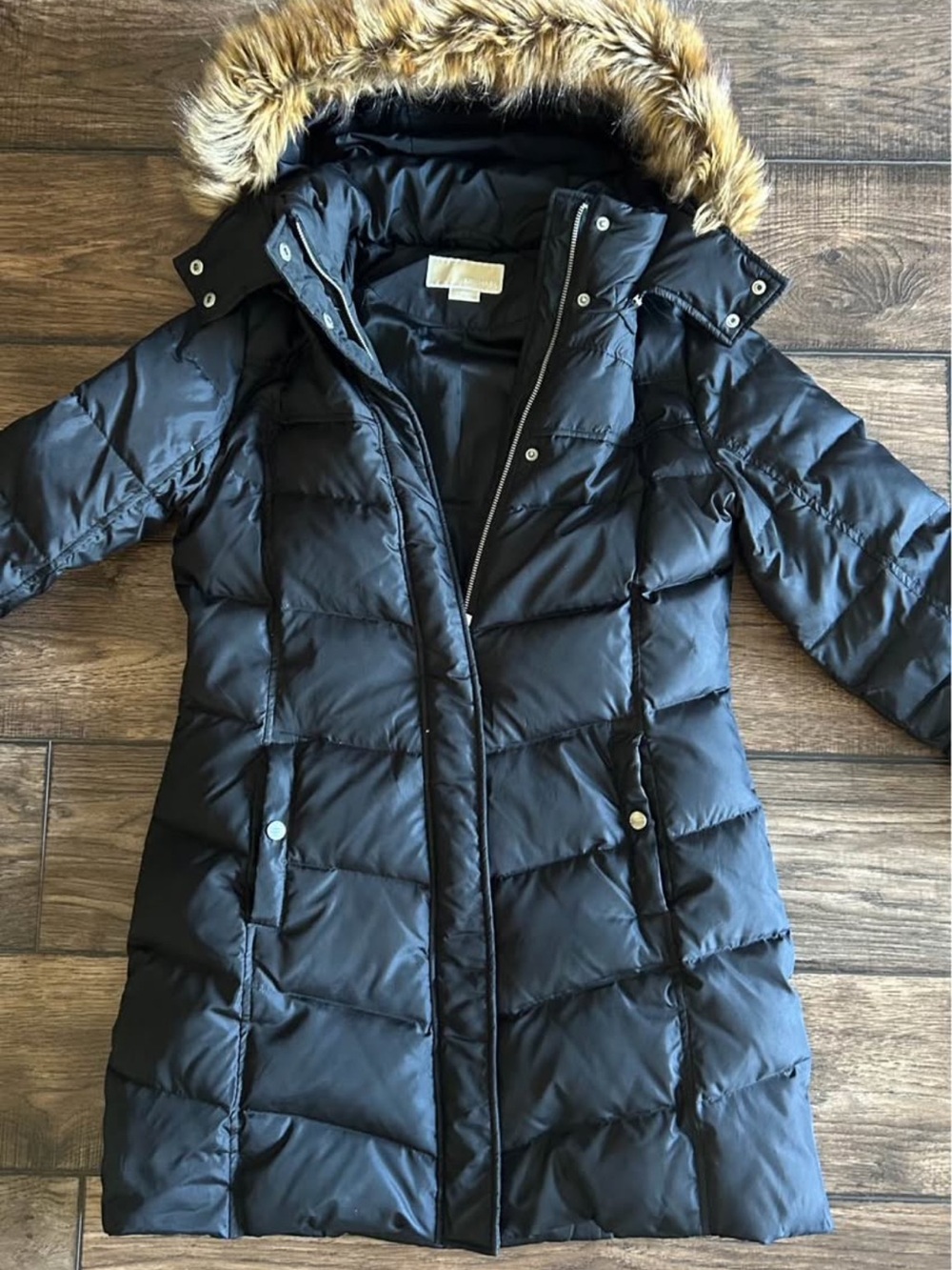 Black Faux-Fur Trim Quilted Puffer Coat - Women Michael Kors